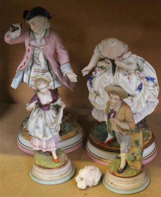 2 Continental Biqsue figures and 2 others(-)